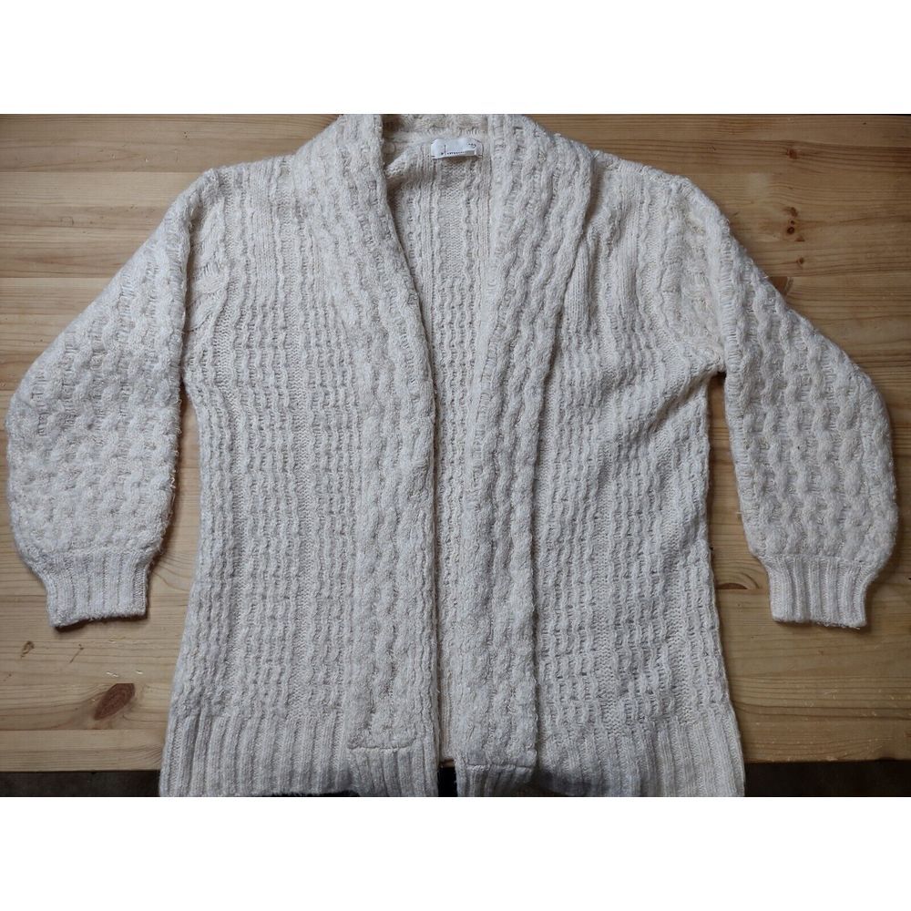 Anthropologie Rashida Cardigan Sweater Women's Med White Ivory Chunky Open Front